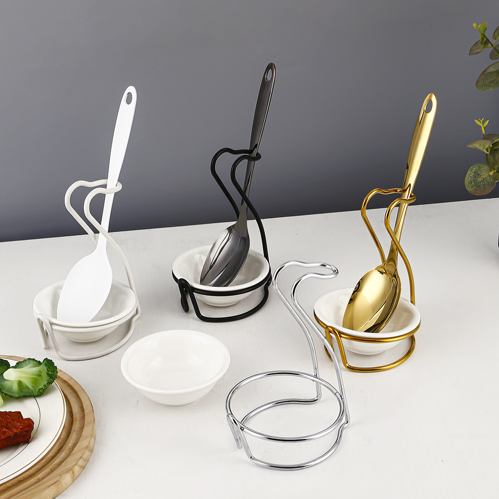 New High-End Stainless Steel Extended and Thickened Restaurant Hotel Buffet Serving Spoon Public Serving Service Spoon Holder