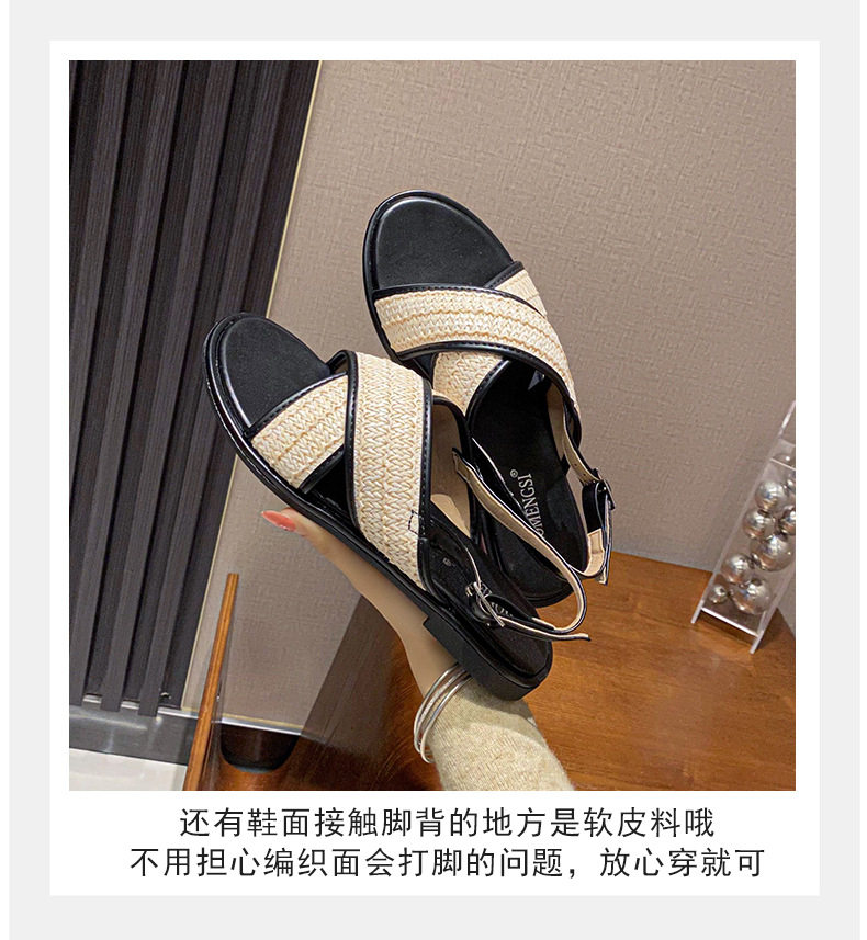 Dép sandal nữ quai chéo mũi tròn hở ngón đế dày phối màu, đế cao 3 cm — Màu Mơ (Dép lê), Màu Mơ (dép), Màu nâu (dép), Màu đen (dép) chi tiết 25