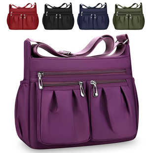Capacious shoulder bag, one-shoulder bag, oxford cloth, for middle age, Korean style