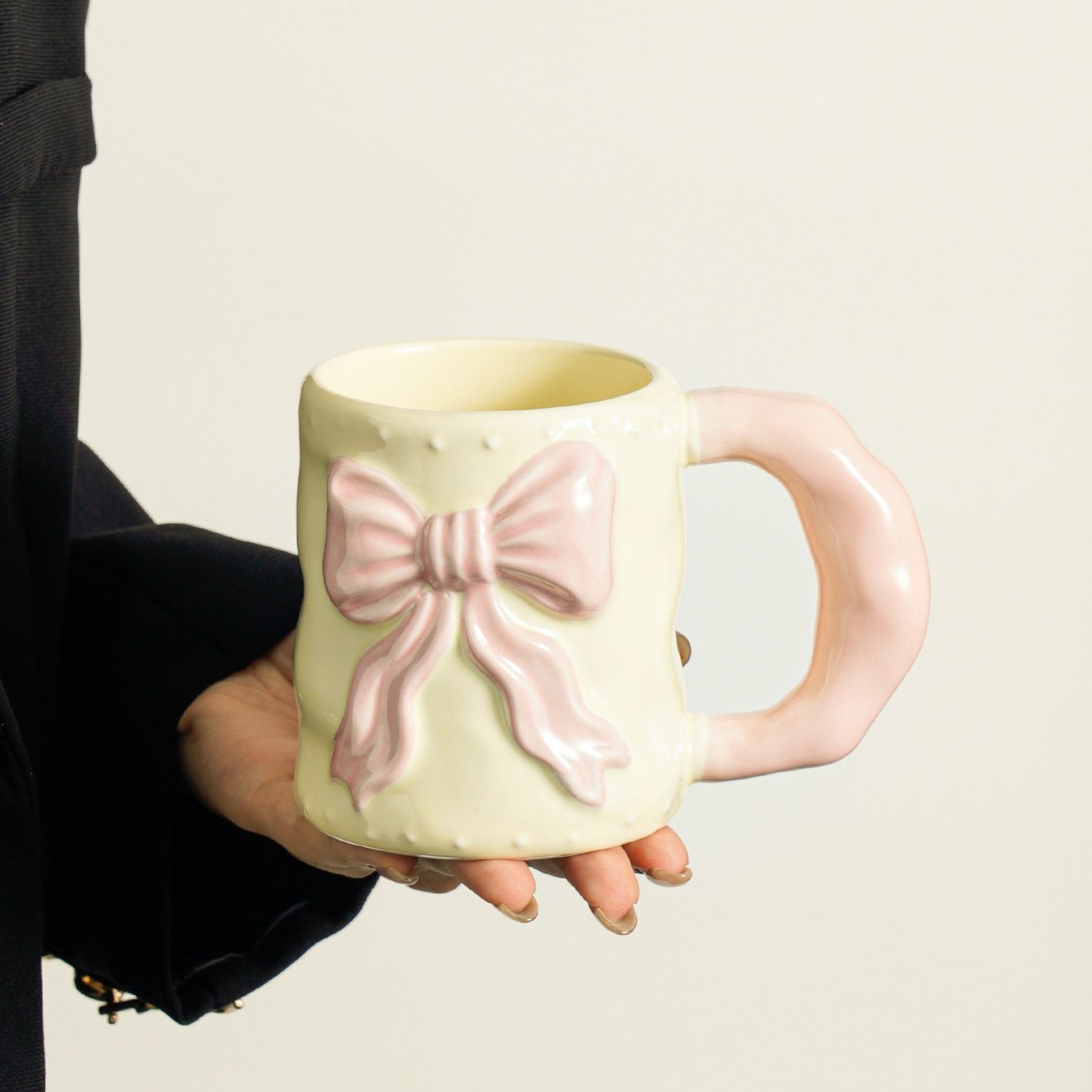 Taza de arco de alta calidad de taza de cerámica de gran capacidad de taza de agua de bebida de oficina de niñas café desayuno taza