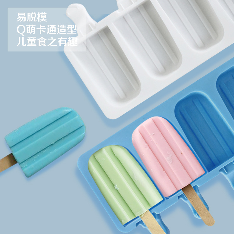 Molde de paleta vieja de 4 piezas con tapa hogar casero mung bean posicle DIY helado molde