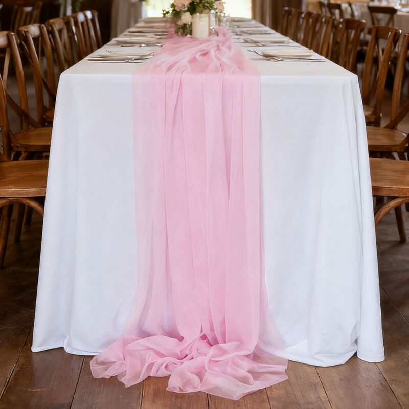 テーブルの旗のカーテンのカーテンの美人の糸のバリの紗の結婚式の誕生日のパーティーの活動は食卓の縮みの布の雪のテーブルクロスを飾ります。|undefined