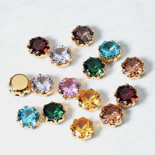 [10mm Round Zircon Diamond] Large Zircon Hand-Sewn Diamond Crown Claw Holder Gold Claw Diamond DIY Material