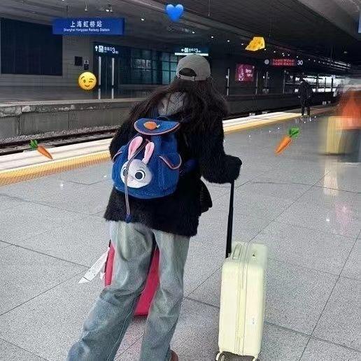 2024新疯狂动物城朱迪兔耳朵大脸双肩可爱礼物书包少女学生双肩包