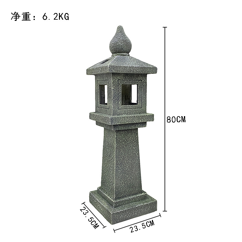 屋外ソーラーガーデンライト禅風和風石塔装飾樹脂工芸品置物庭園装飾ライト