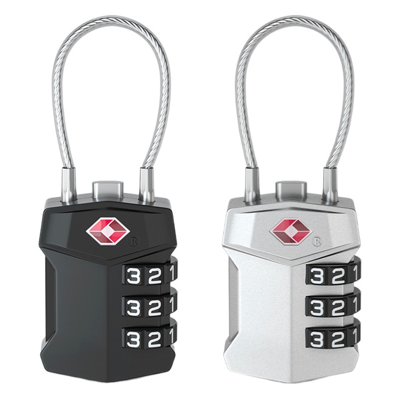 源工場は新型亜鉛合金ワイヤーロープTSA税関ロック旅行通関ロックバッグ三位パスワードTを生産している