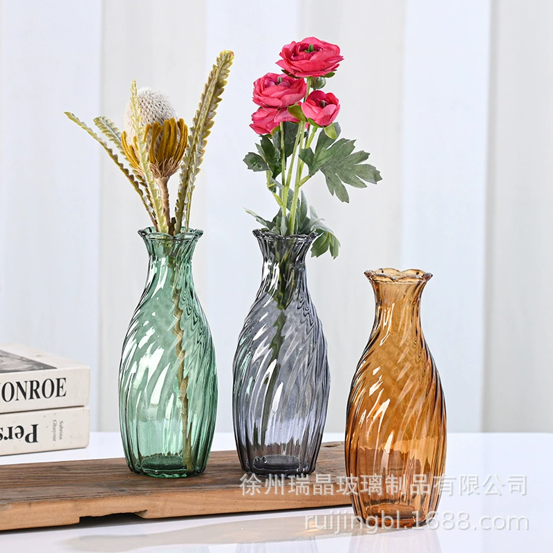 Ваза ins ветер высокий цвет стеклянная ваза узкий рот маленький калибр синий цветок цветочная композиция на столе трубой