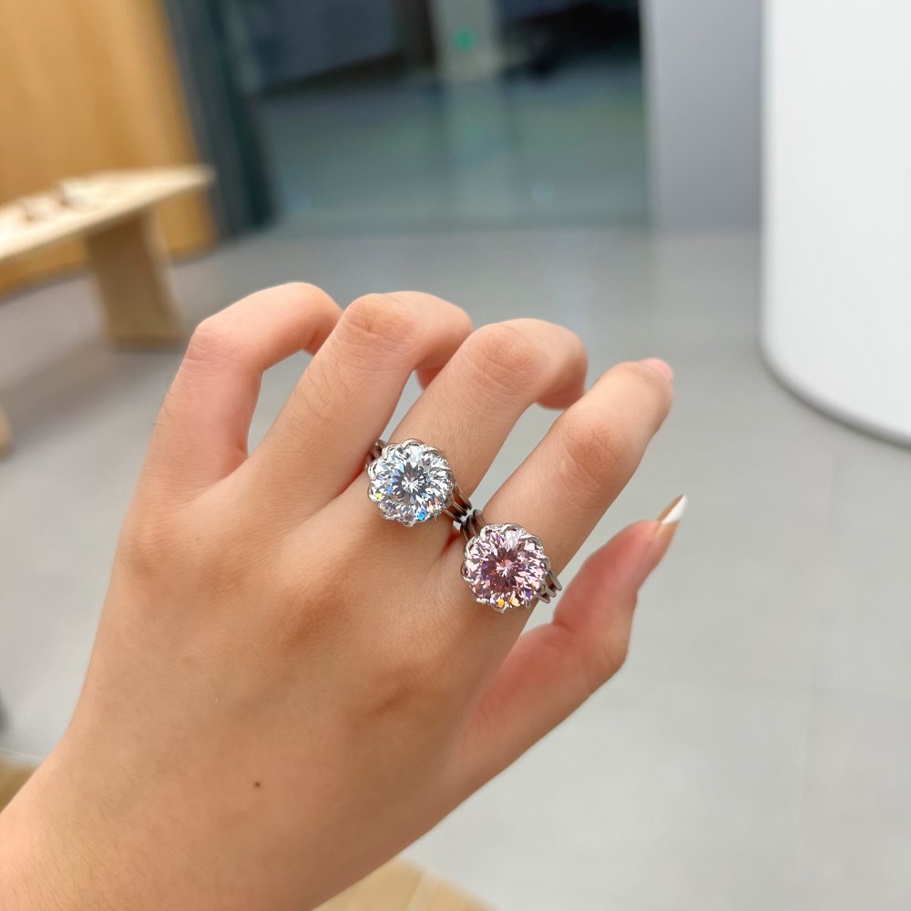 Fashion Flower Sterling Silver Plating Zircon Rings 1 Piece