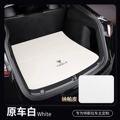Suitable for Tesla Model Y/3 Front and Rear Trunk Mats, Leather Version, Full Coverage, Special Upgraded Version for Model Y/3, Full Surround (Trunk Mat) - bottom-pad-1-piece-of-original-car-white-tesla-model-3-take-a-photo-of-the-car-nameplate