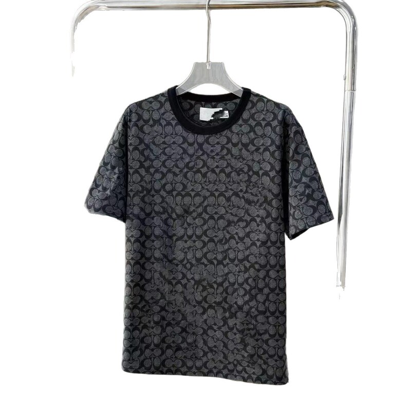 26 Spring/Summer Ch Classic Black and Gray Monogram Print Unisex Loose Casual Round Neck T-Shirt Wholesale 26 Spring/Summer Ch Classic Black and Gray Monogram Print Unisex Loose Casual Round Neck T-Shirt Wholesale