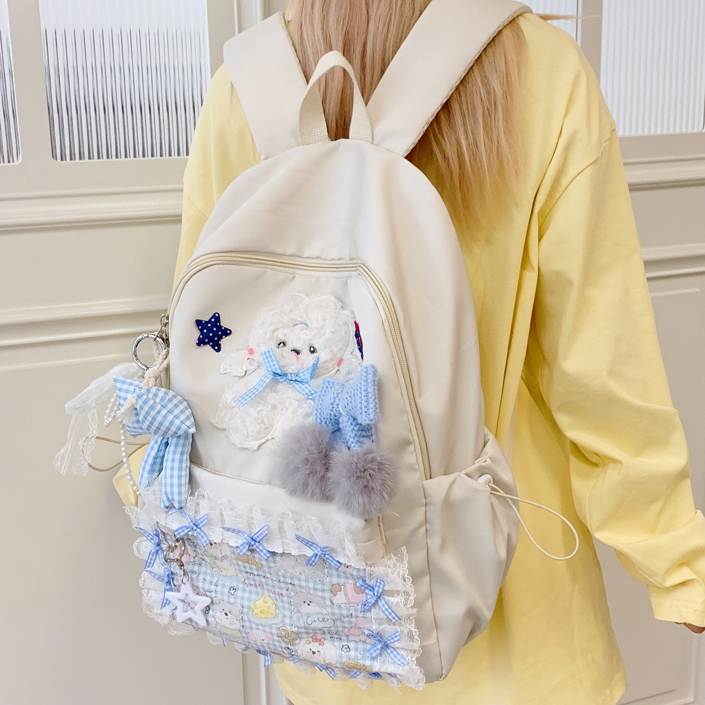 Backpack for the Start of School Season, Cute College Student, Two-Dimensional Girl Backpack, Junior High School Princess Simple Niche Backpack Trend