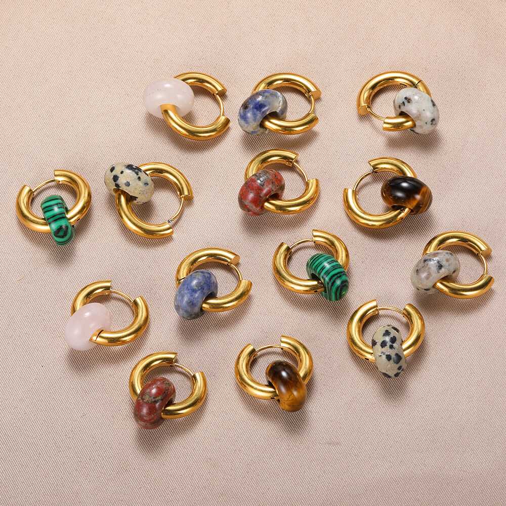 13g Weight PVD Coated Gold Plating Process 304 Stainless Steel Ear Needle Material 18K Real Gold Plated Plating Material Hoop Earrings Classification 1 Pair Quantity Date, Tea Party Occasion 304 Stainless Steel Material Geometric Pattern Women's Gender Classic Style Style Plating Craft 1 Pair Classic Style Geometric Plating Natural Stone Metal Hoop Earrings 2