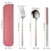 Set, spoon, fork, chopsticks, box, 4 piece set