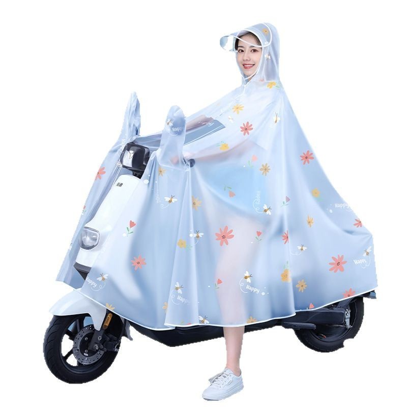 雨衣电动电瓶自行车长款全身防暴雨女款时尚加厚加大骑行专用雨披|undefined