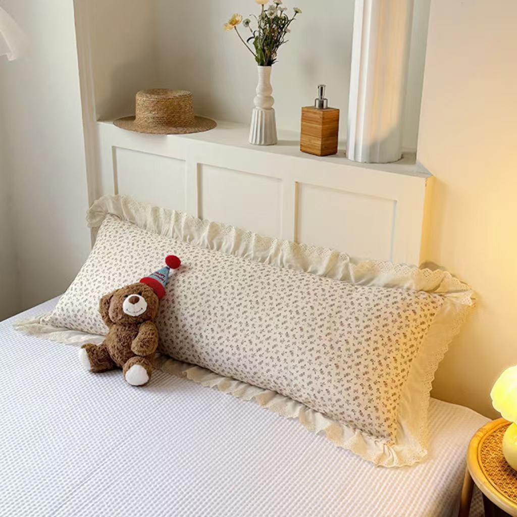 Algodón de doble hilo doble larga funda de almohada de 1.5m todo el algodón funda de almohada estilo coreano pareja alargada funda de almohada interior image 16
