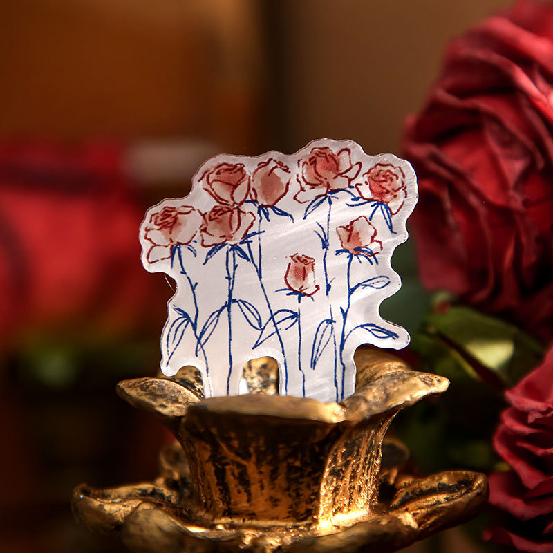 Papel Sr. acrílico pegatinas de refrigerador nombre de la serie de rosas temáticas de rosas adsorción especial pegatinas decorativas de refrigerador