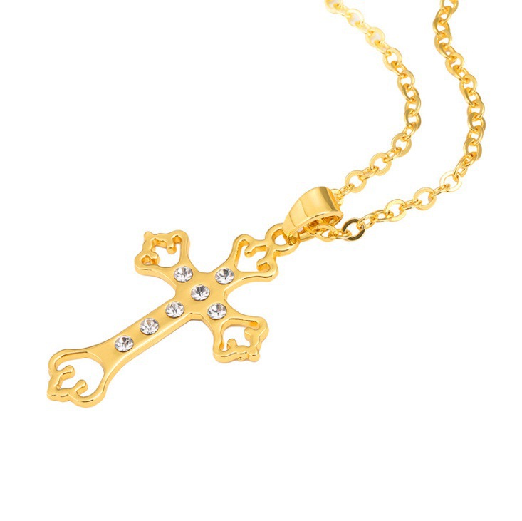 Hot Selling Men's Fashionable and Personalized Simple Cross Diamond Necklace,_voghion.com