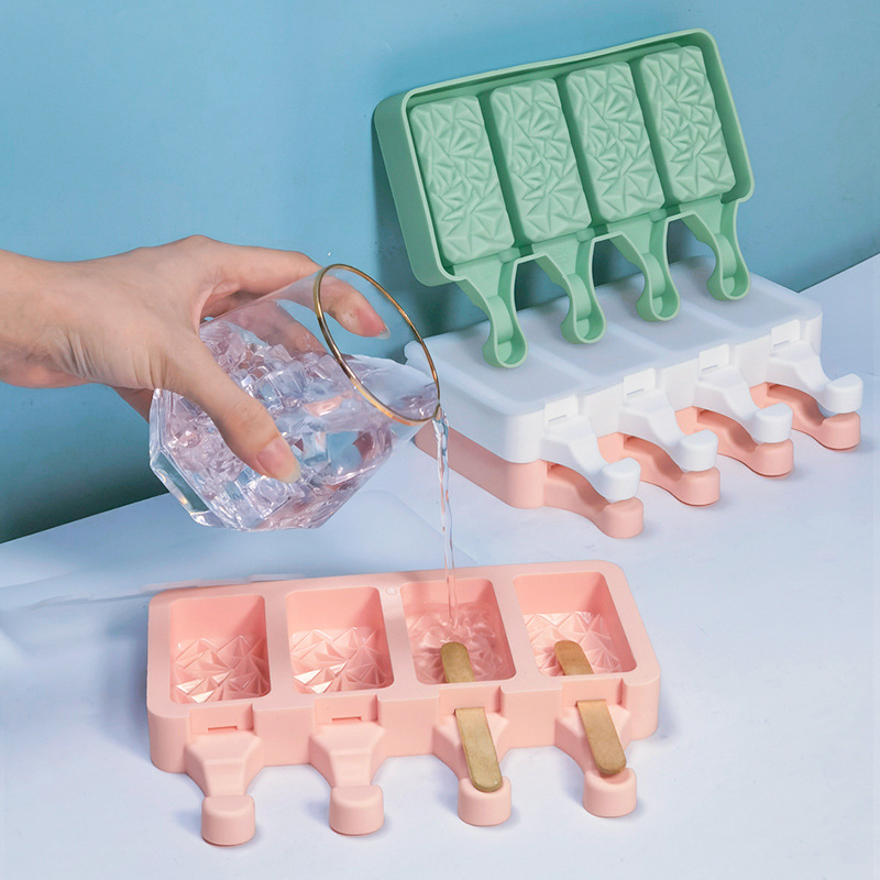 Sanxin 4-piece cubierto colina helado molde de silicona hogar DIY hecho en casa Popsicle helado molde de grado alimenticio