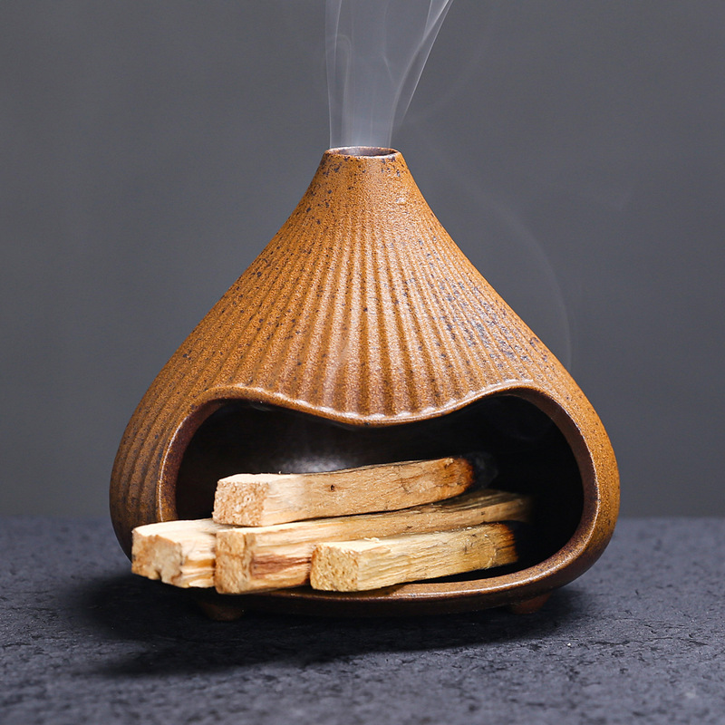 陶瓷熏香富士山小壁炉雪松鼠尾草香薰炉圣木净化香炉家用氛围摆件|undefined