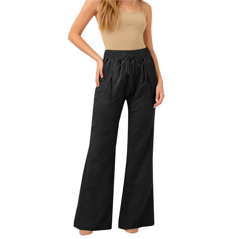 2026 New In-Stock Women's High-Waisted Wide-Leg Cotton-Linen Casual Pants