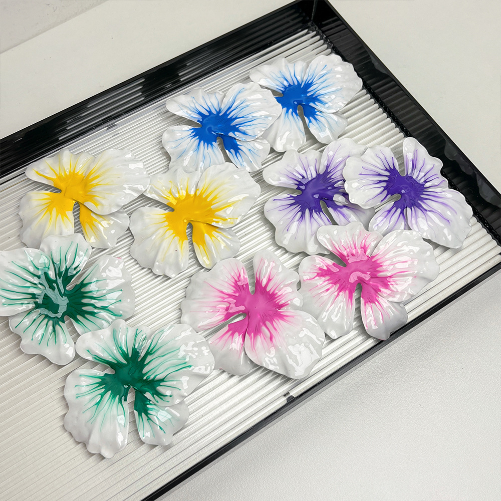 Iron Material 1 Pair Vacation Flower Enamel Iron Ear Studs