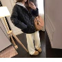 撞色春季翻领保暖棉服