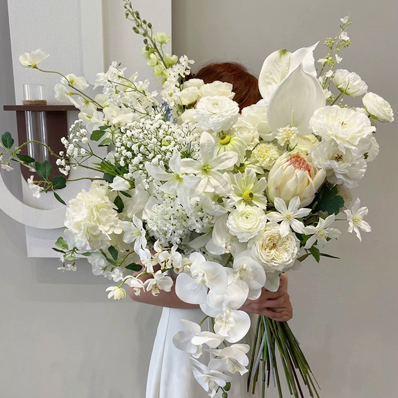 white realistic wedding flowers