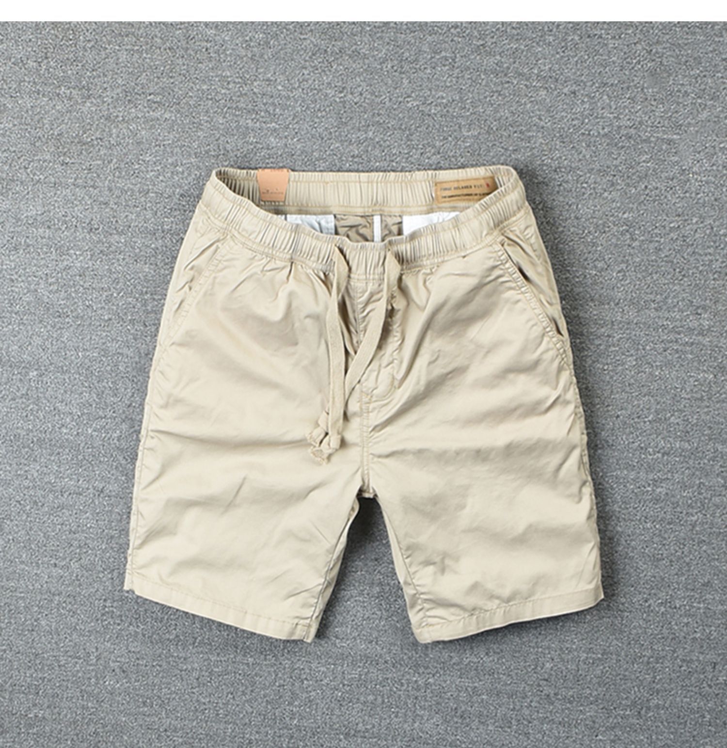 Men's Clothing Men's Slim Fit Casual Work Shorts Trendy Summer Thin Drawstring Elastic Waist Five Point Pants_viptrois.com