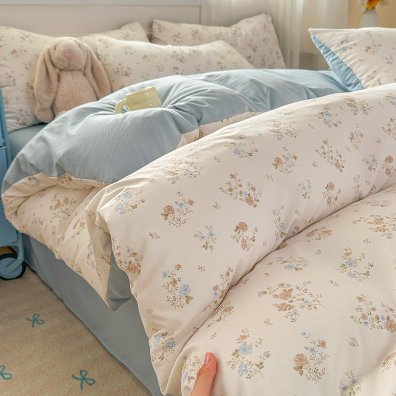 Cama de clase A ultra suave para madres y bebés con cuatro piezas de algodón puro desnudo para dormir sábanas de doble hilo cubierta dormitorio con tres y cuatro piezas