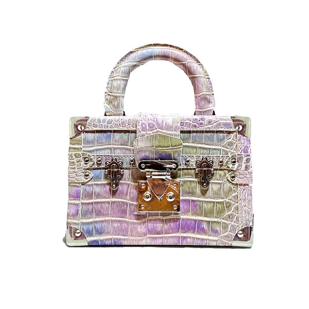 High-end Genuine Leather Snake Pattern Portable Box Bag Women's High-end Foreign Trade Bag Shoulder Crossbody Bag