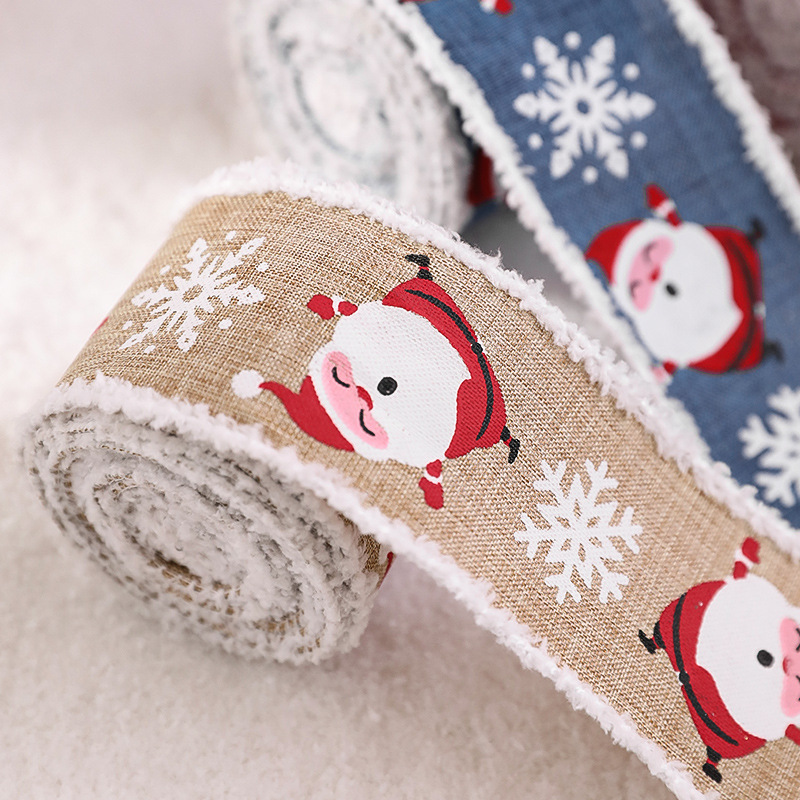 Nueva Caja de Regalo Navideña de Felpa Imitación Lino con Diseño de Santa Claus y Copos de Nieve, Decoración para Envolver Regalos, Venta al por Mayor