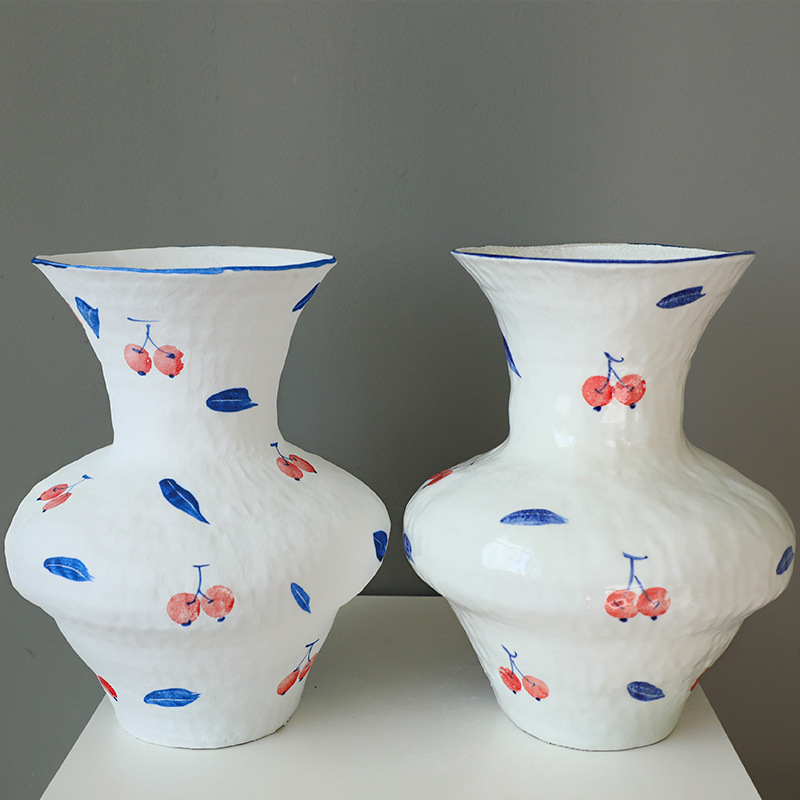 Modern minimalist vase high-grade hand-painted ceramic special-shaped flower device Hotel model room decoration living room flower arrangement decoration