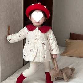 女童冬装保暖外套婴幼儿超萌夹棉加厚蘑菇棉衣冬天外出保暖棉潮流