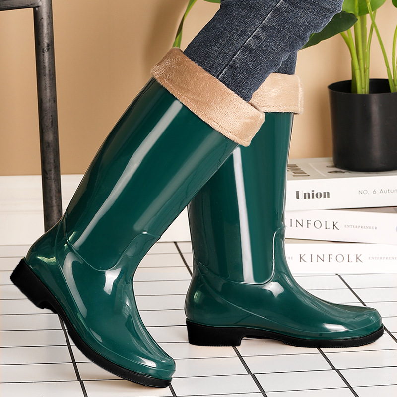Zapatas de lluvia de mujer, zapatos de agua de alto cilindro, zapatos de goma de protección contra el trabajo, bonitas botas de agua, cocina para adultos