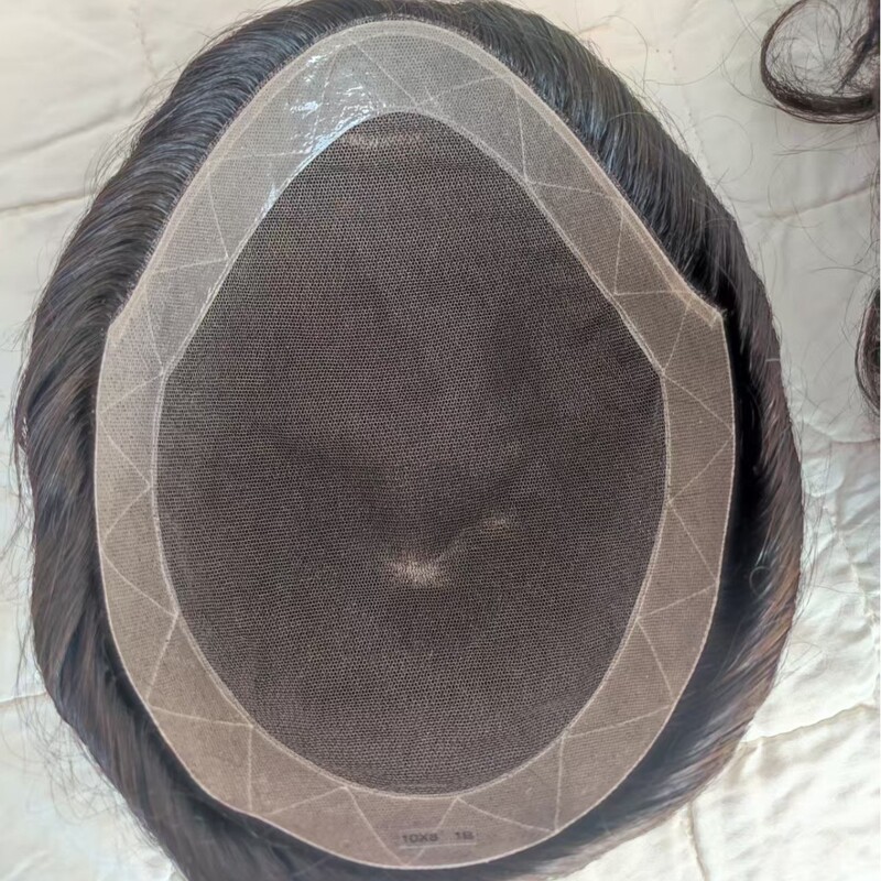 Comfortable Men's Wig with Pu Perimeter, Hair Net with Simulated Hairline, Single-Strand Hair Transplant Technique, Real Human Hair