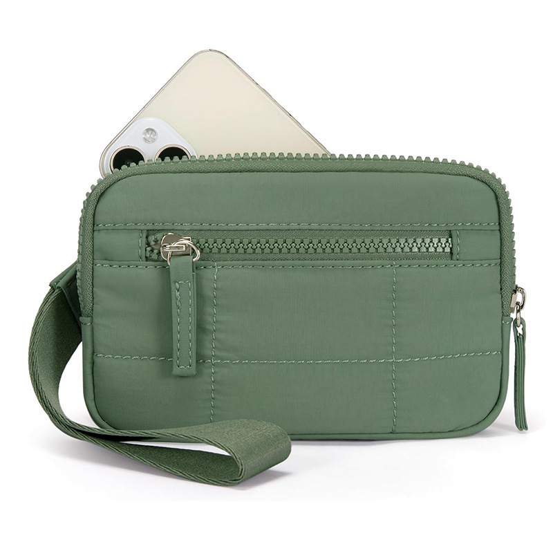 Amazon's new women's wristband wallet is made of nylon quilted fabric with 3 zippers to hold travel cards and is anti-theft
