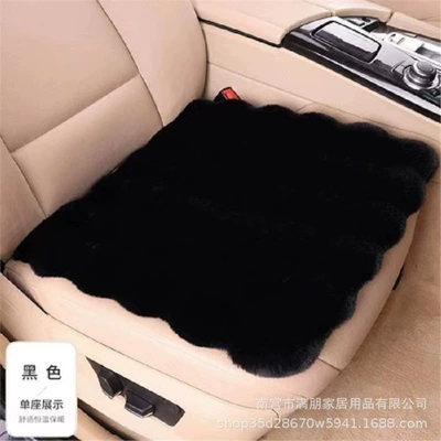 Winter Plush Car Seat Cushion New, Wool pad - front-single-piece-seat-cushion-1-seat-cushion-black-bubble-velvet