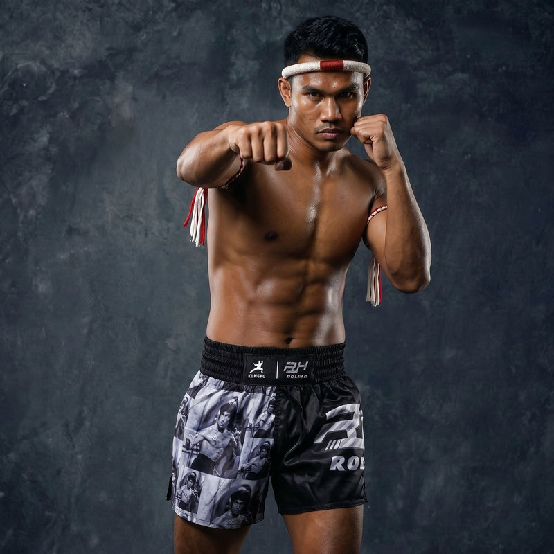 Rouhou Bruce Lee Thai Boxing Training Quick-Dry Breathable Shorts for Fighting, Sanda, Mma, Mixed Martial Arts, Ufc, Unisex, Summer