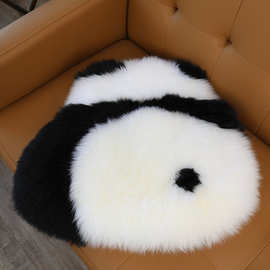 3WKF熊猫真羊毛沙发客厅靠垫抱枕女生ins拍照长毛靠垫可爱飘