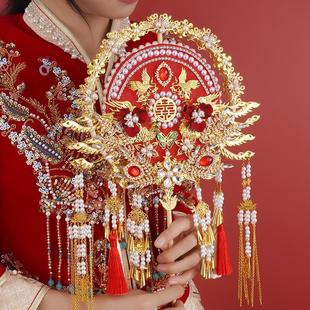 round fan bride wedding diy material bag chinese antique high-class wedding xiuhe clothing heavy double-sided two-color fan