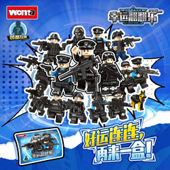 沃马特警积木警察人仔幸运翻翻乐小学生盲盒抽奖儿童拼装玩具礼物