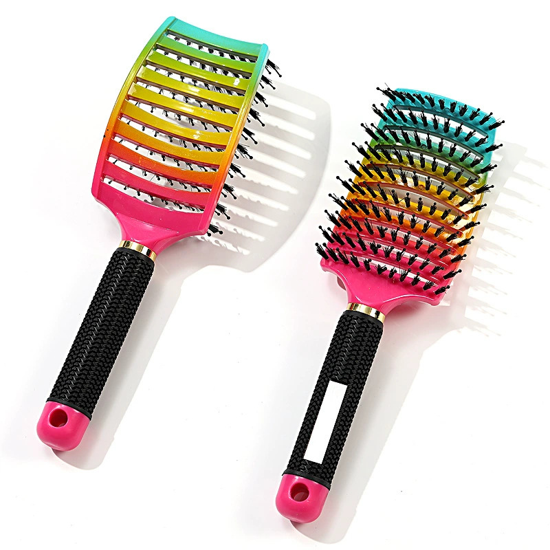 Peine curvo grande para mujer, peine de peluquería de dientes largos y anchos, peine de peinado de pelo rizado esponjoso, peine de masaje de costillas curvas de melena antiestática