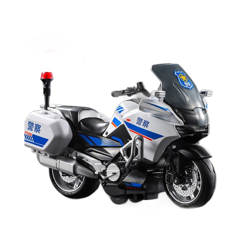 Aleación motocicleta juguete niño coche de carreras simulación modelo de locomotora paseo de hierro coche de policía niños coche de vuelta coche al por mayor