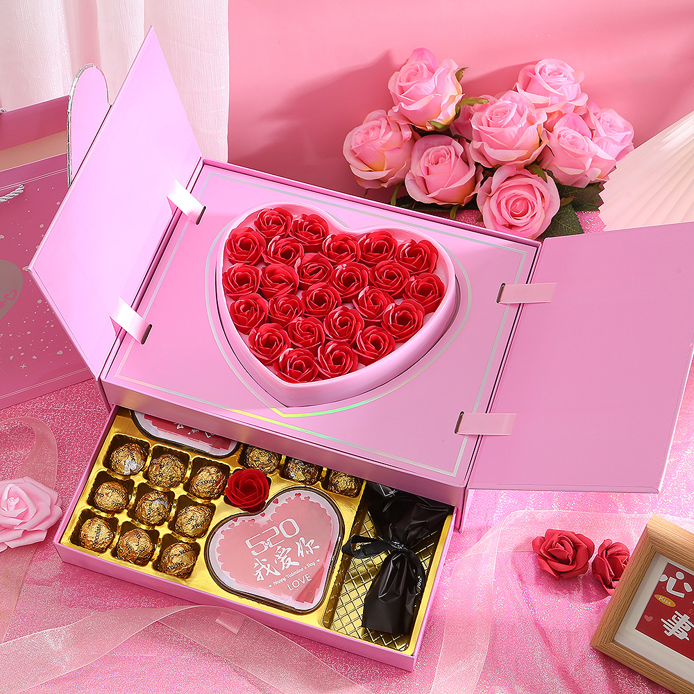 520情人节爱心升降巧克力礼品盒 双层可抽拉礼物包装盒 厂家现货