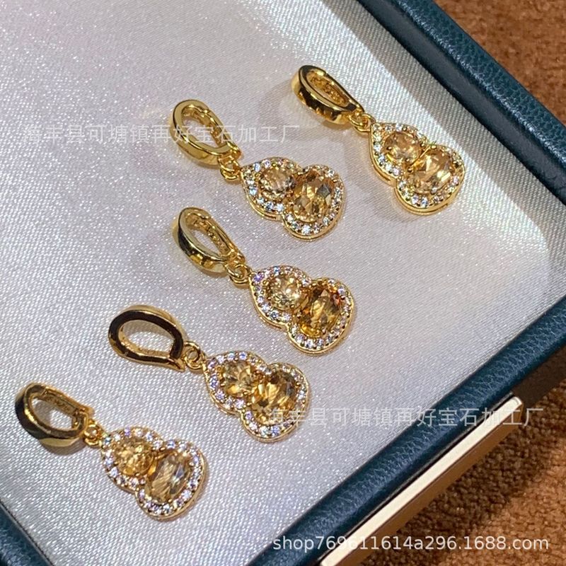 天然シトリンペンダント S925 シルバー象嵌ひょうたんネックレスライト高級ハイグレードギフト女性のカラフルな宝飾品卸売|undefined