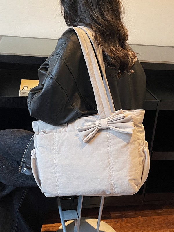 Bolso de lazo retro simple y ligero de color sólido bolso especial de costura de coche de moda femenino bolso de ropa de algodón de textura de hombro único bolso de moda