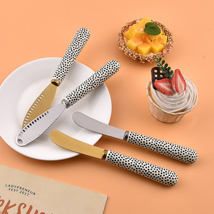Ceramic 430 stainless steel butter knife tableware cheese with hole cream knife bread jam knife cheese butter knife