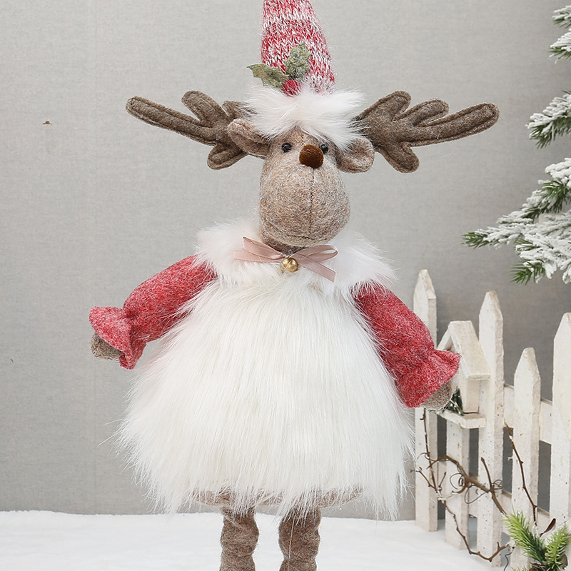 クリスマス新型ピンク伸縮公仔老人雪だるま人形祝日プレゼントプレゼント装飾置物用品|undefined