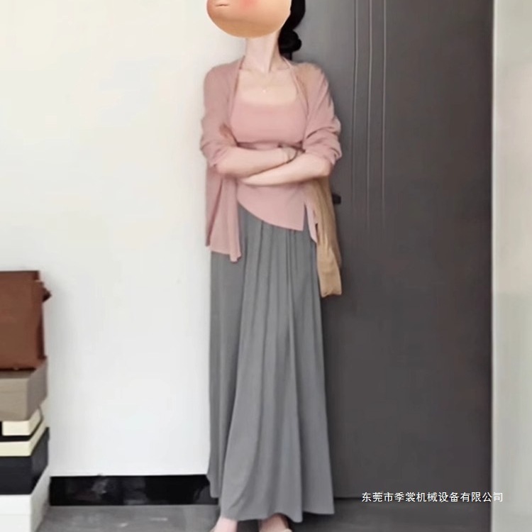 感穿搭秋装搭配一整套大码胖mm遮肉显瘦针织连衣裙子三件套装|undefined