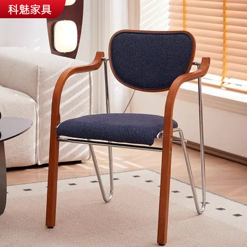 中古轻奢餐椅靠背法式家用实木网红凳子设计师复古简约椅子靠背椅